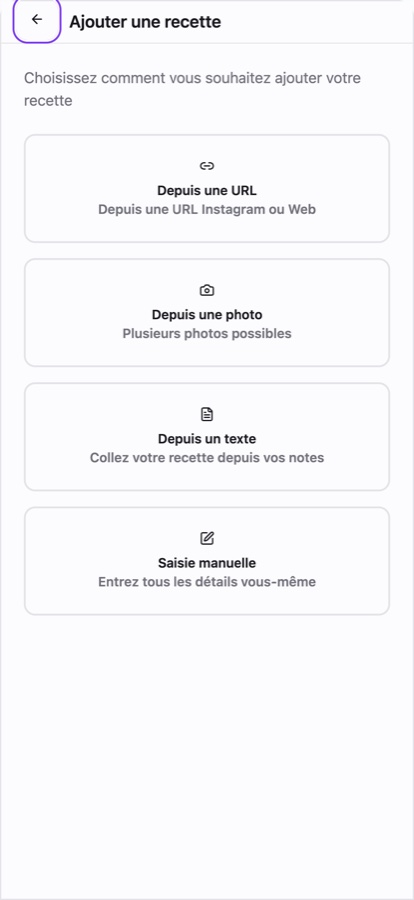 Capture FoodShare : ajouter une recette depuis un lien, une photo ou du texte